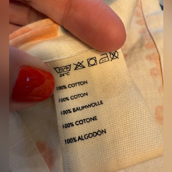 Anthropologie Orange and Blue Patterned Shower Curtain - Picture 4 of 5